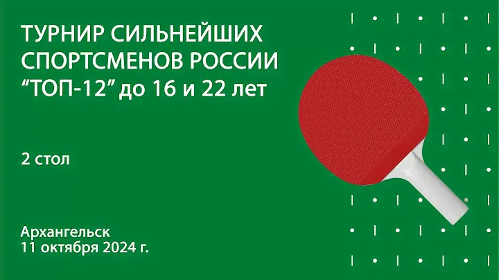 ТОП-12 до 16 и 22 лет. Архангельск. 1 день. 1 стол