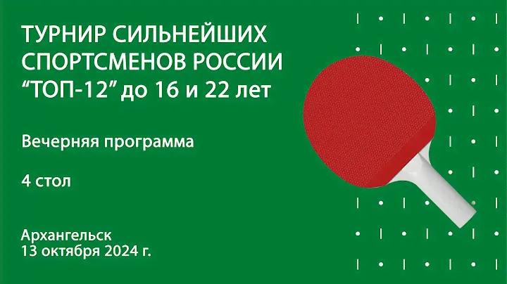 ТОП-12 до 16 и 22 лет. Архангельск. Вечер. 3 день. 6 стол
